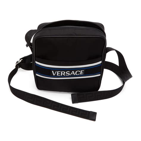 versace black logo messenger bag outfit|versace shoulder bag men.